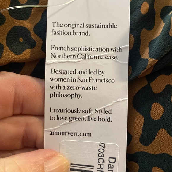 Amour Vert Darla Washable Silk Midi Shift Dress in Caramel Sauvage Large NWT - Picture 7 of 10